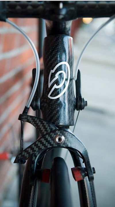 A close up of the brakes on the World's lightest bike