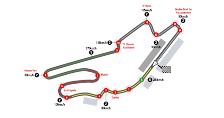 La mappa del Circuito Bugatti di Le Mans, in Francia