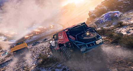 Screenshot aus Forza Horizon 5 zeigt den riesigen Gran Caldera Vulkan.