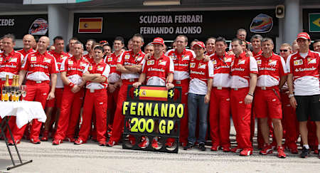 Ferrari celebrate Fernando Alonso's 200th Formula One Grand Prix start.