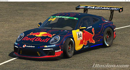 Zawodnik Red Bull Racing, Sebastian Job, ścigający się w wirtualnym iRacing