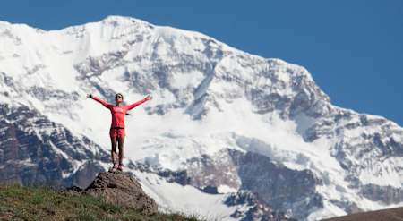 Fernanda Maciel am Fuße des Aconcágua