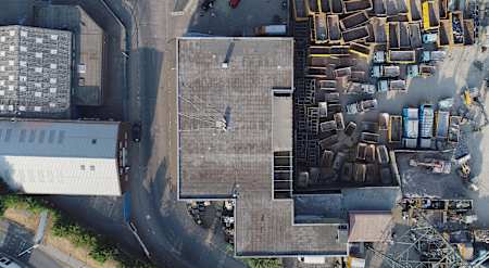 An aerial view of London's new industrial nightclub, FOLD