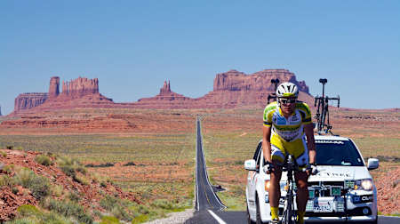 A competitor takes part in the Race Across America.