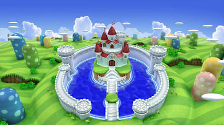 Une image du château de Peach de la série de jeux vidéo Mario de Nintendo.