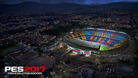 A screenshot of the Nou Camp in PES 2017