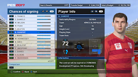 A screenshot of PES 2017