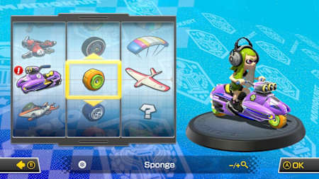 A screenshot of the vehicle selection screen in Mario Kart 8 Deluxe