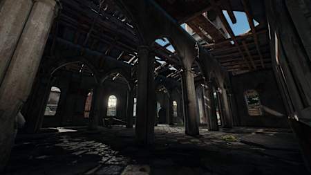A screenshot inside a church in PlayerUnkown's Battlegrounds