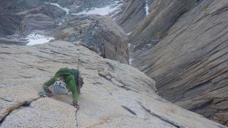 Con 23 años Brette Harrington escaló una ruta 5.11a en la Patagonia.