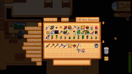 A screenshot of the CJB Item Spawner mod