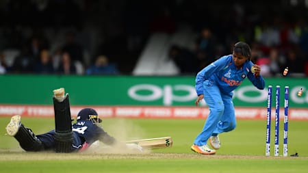 Indian player displaces the Zing bells from the stumps in an international tournament
