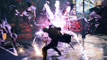 Screenshot of Nero fighting off enemies with his Devil Breaker