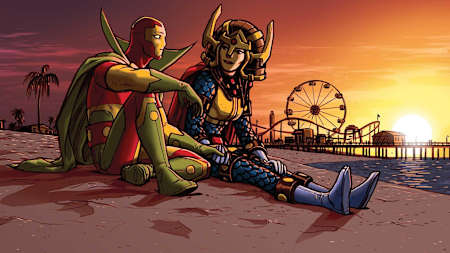 Mr Miracle y Big Barda disfrutan del atardecer