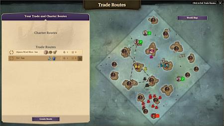 Über Charter- und Handelsrouten transportiert ihr eure Waren.