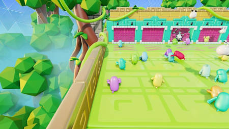 Una captura de pantalla de Fall Guys encontrando la pared correcta.