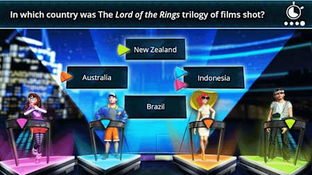 Eine klassische Fragerunde in Trivial Pursuit Live. Das Spiel kombiniert das klassische Quiz mit den Vorzügen einer Gameshow