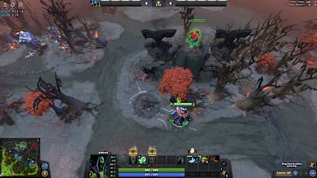 An observer ward is placed close to the opponent base to provide aggressive vision in a Dota 2 map.