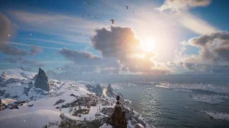 Von einem Berg aus bestaunen wir die Landschaft des eisigen Norwegens