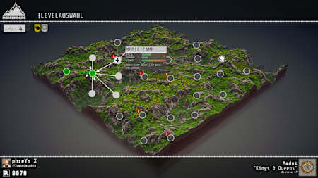 Die Karte der Hügel-Umgebung von Descenders. Special-Stages wie das Medic Camp bieten zusätzliche Belohnungen.