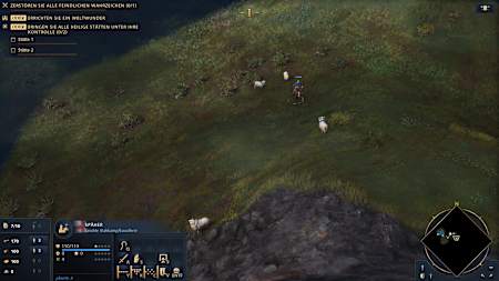 Screenshot aus Age of Empires 4 zeigt einen Späher, der neutrale Schafe einfängt.