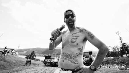 Rob Warner speaking at the Whip it Good event at Åre Bike Festival 2021.