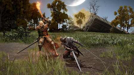 Screenshot aus Elden Ring zeigt einen Kampf