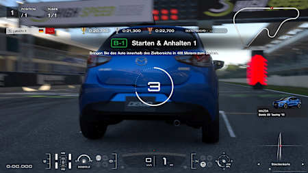 Una captura de pantalla de Gran Turismo 7 muestra el examen de la licencia B-1.