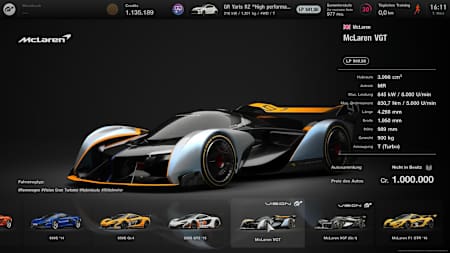 Screenshot from Gran Turismo 7 shows McLaren VGT