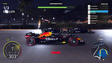 Screenshot aus The Crew Motorfest zeigt ein Nachtrennen im Red Bull RB18.