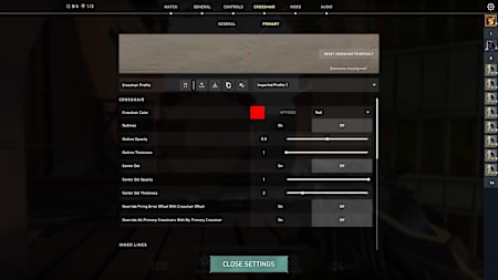 VALORANT's crosshair menu