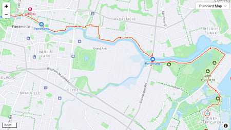 Sydney Running Routes Parramatta to Olympic Park