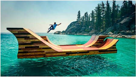 Minirrampa que boia testada por Bob Burnquist