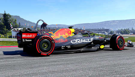 Screenshot aus F1 22 zeigt den Red Bull Racing Boliden vor dem Bullen am Red Bull Ring
