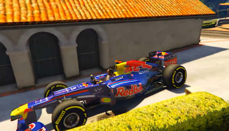 Mithilfe einer GTA V Mod ist es möglich, mit einem Red Bull Formel-1-Boliden die Stadt unsicher zu machen