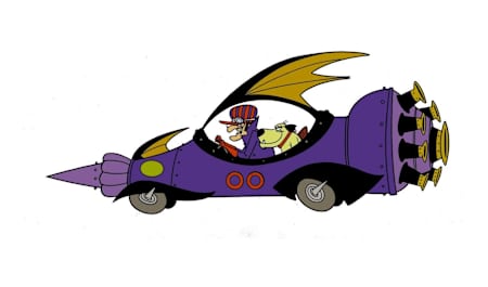 Dick Dastardly driving his Mean Machine from the cartoon series Wacky Races.