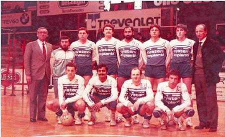 Jimmy with System Impianti teammates in Treviso, Italy (circa 1983-84)