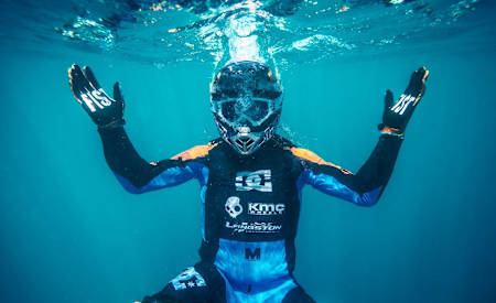 Robbie Maddison underwater in Tahiti