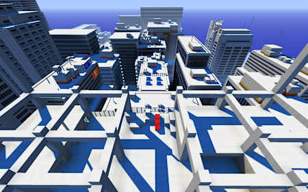 The free running video game Mirror's Edge recreated in Minecraft