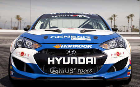 Studio photo of the Hyundai Genesis Coupe for the 2017 Formula Drift.