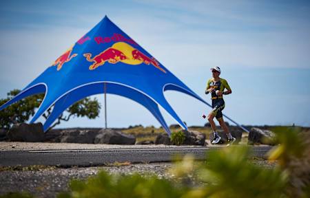 Sebastian Kienle running past the Energy Station