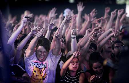 Spectators were seen during Red Bull Batalla de Los Gallos World Final at Club Hipico Argentino in Buenos Aires, Argentina on December 09, 2018.