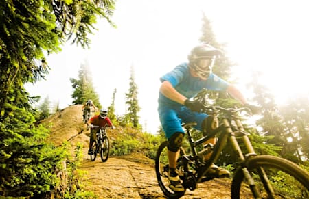 Group of riders in Whistler Mountain Bike Park