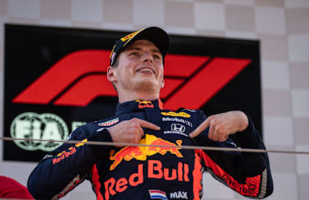 Max collecting Honda’s first win since 2006 in the RB15