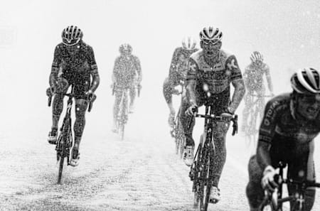 Cyclists fight the bad weather in France, 2020