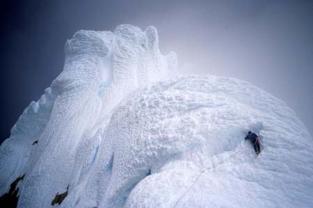 A snow mushroom on Cerro Torre’s west ridge, Patagonia