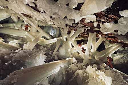 Naica Mine, Chihuahua, Mexico is a working mine full of selenite crystals