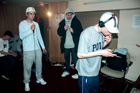 Rinse FM with l-r: MC Task, Loefah and Youngsta. May, 2005 by Georgina Cook