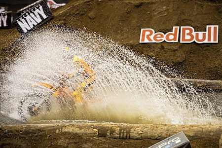 Enduro rider Taddy Blazusiak splashing his way to Enduro X gold
