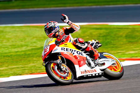 Márquez waves to the crowd at Silverstone